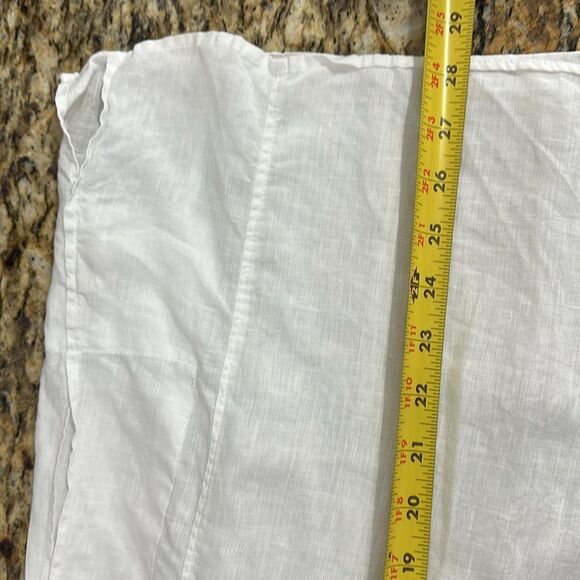 Hanna G White Linen Long Sleeve Button Front Blouse Top Size M - Picture 9 of 9